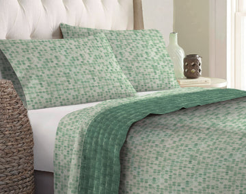 Set lenzuola in Flanella con Trattamento Antipilling - Pois Verde